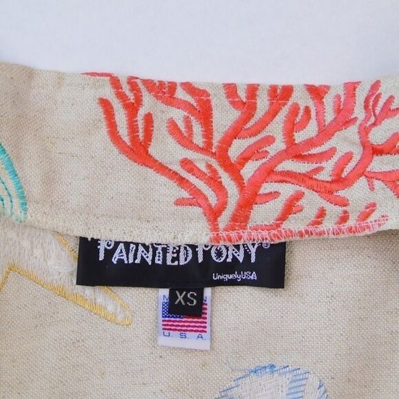 Painted Pony Open Jacket Linen Blend Under The Sea - Picture 4 of 7